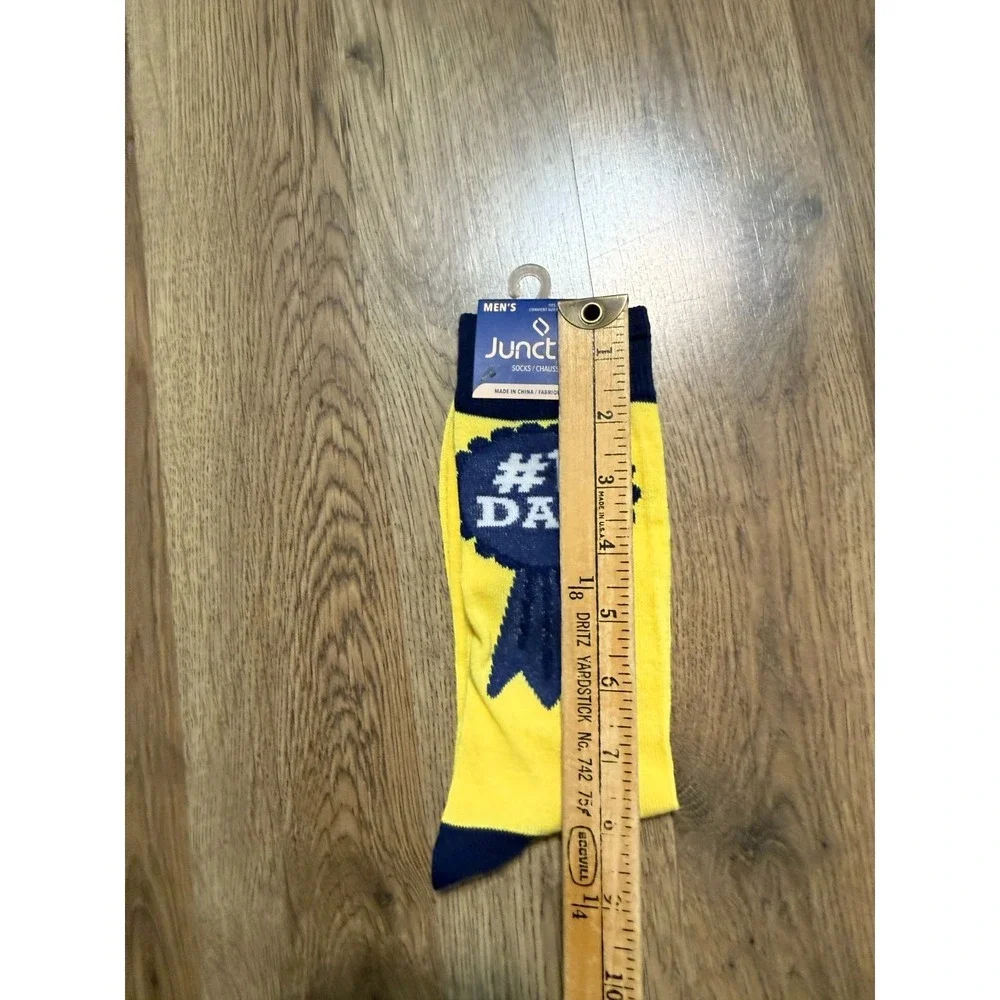 Juncture Socks Men's Size 6-12 Blue Yellow White Socks #1 Dad NWT